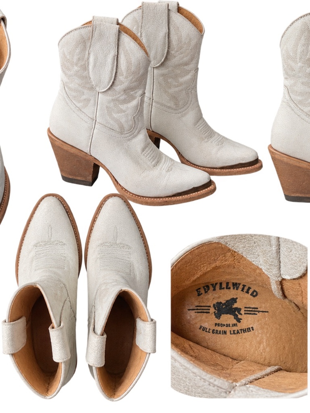 Idyllwind Cream Western Leather Ankle Booties with Stacked Heel